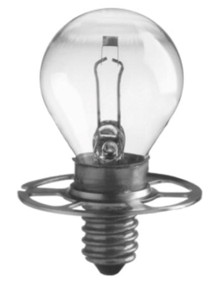 A light bulb sitting on top of a metal stand.