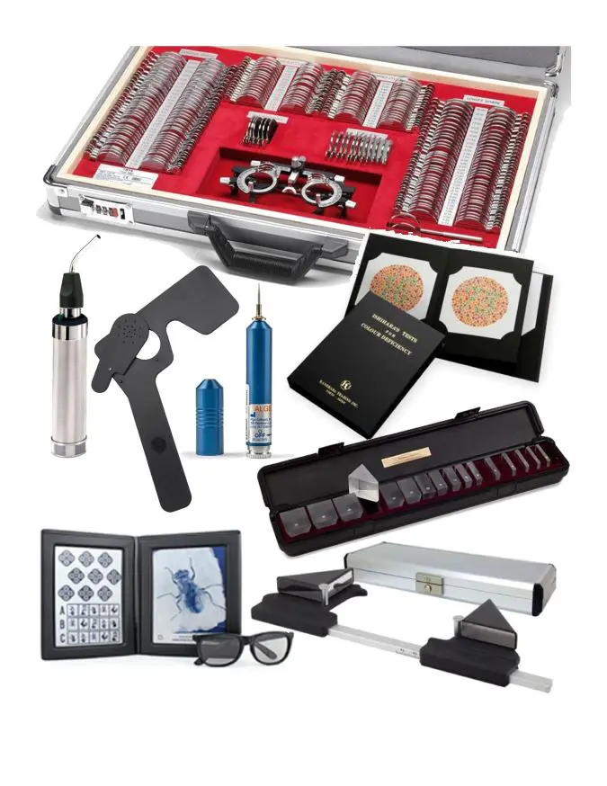 A set of tools and equipment in a case.